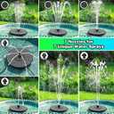 SZMP 3.5W Glass Solar Fountain with Swivel-Out Fixed Rods, Solar Bird Bath Fountains with LED Lights and 2000mAh Battery, 7 Nozzles, Outdoor Solar Water Fountain Pump for Garden, Pool, Pond (Black)