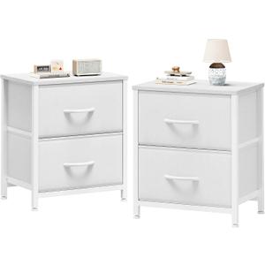 Sweetcrispy Nightstand Set of 2 with 2 Storage Drawers, 20" Height Small Bed Side Furniture End Table, Wooden Top Fabric Cabinet Kids Mini Dresser for Bedroom, Closet, Entryway, College Dorm, 11.8"D x 18"W x 20"H , 2 Pack