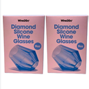 Wine2Go Diamond Silicone Wine Glasses 9oz, 2pack