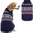 SCENEREAL Dog Sweaters for Large Medium Small Dogs, Warm Puppy Clothes Soft Turtleneck Sweatshirt, Knitted Ugly Dog Christmas Sweater Pet Outfits, Argyle Xmas Pet Cold Weather Coat for Girls Boys M/L