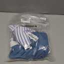 Girls Swimsuit High Waisted Contrast Striped 3 Piece Bathing Suit Bikini with Cover Up 9-16 Years (Blue Stripes)