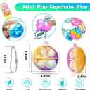 ONKULL Pop Fidget Keychain 30 Pack ,Mini Fidget Toys Bulk ,Sensory Toys for Kids ,Party Favors for Kids 4-8,8-12 Year ,Back to School Gifts for Classroom ,Back to School for Students Goodie Bags