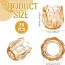 26 Pcs Gold Votive Candle Holders, Glass Flower Tealight Candle Holder Thick Glass Tea Light Candles Holder Bulk for Mother's Day Wedding Birthday Anniversary Party (Huplatinum Color)