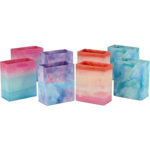 Hallmark 6" Small Easter Gift Bag Bundle (8 Bags, 4 Watercolor Tie-Dye Designs in Pink, Purple, Blue, Green) for Birthdays, Mother's Day, Teachers and More