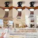 52 Inch Flush Mount Ceiling Fans with Lights,Remote Control,Wall Switch,Solid Wood Blades,Dimmable LED Light,Power off Memory Low Profile Ceiling Fan for BedRoom Patio Indoor/Outdoor