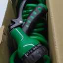3/8" Lightweight Coil Garden Hose 75FT, EVA Flexible Curly Water Pipes with 6-Pattern Spray Nozzle for Boat, Greenhouse, Yard, Patio, Green