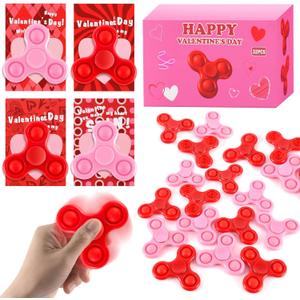 24 PCS Mini Fidget Spinner Toys with Cards, Bulk Stress Fidget Toys for Kids Classroom Treasure Box, Birthday Party Favors Goodie Bag Stuffers, Carnival Prize (Red+Pink)
