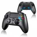BLUE LAKE Performance Wireless Gaming Controller for PS4/ Steam Deck PC Windows/Android TV Box - Hall Effect, Trigger Stops, Mappable Buttons (Black)