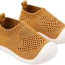 Baby First-Walking Shoes 1-4 Years Kid Shoes Trainers Toddler Infant Boys Girls Soft Sole Non Slip Cotton Canvas Mesh Breathable Lightweight TPR Material Slip-on Sneakers Outdoor (Orange)
