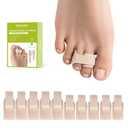 Bukihome Hammertoe Corrector - 10 Pack Toe Straighteners - Broken Toe Wraps - Realign Bent, Curled, Crooked, Claw, Hammer Toes - Toe Corrector Splints for Men and Women (5 Large + 5 Small, Beige) (Multi-Size)