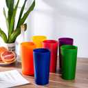 26-ounce Plastic Drinking Glasses Stackable Tumblers Water Cups Mixed Drinkware, set of 12 Mixed Color Reusable Shatter-resistant Dishwasher Safe