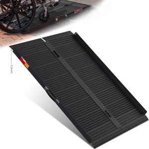 VNN Portable Wheelchair Ramp 4FT, Black Seamless Non-Slip Aluminum Folding Handicap Ramp, Door Threshold Wheelchair Ramps for Home, Wheel Chair Ramp for Home Steps, Doorways (4FT (Usable height 4-12 inch))