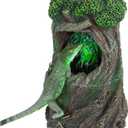 REPTI ZOO Reptile Waterfall Drinking Fountain with Food Dish, 1000ML Large Reptile Terrarium Water Dispenser for Bearded Dragon Chameleon Gecko Lizard Tree Frog