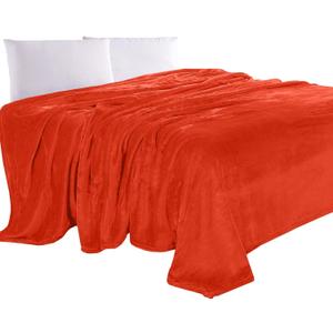 Elegant Comfort Luxury Velvety Feel Blanket, All-Season Lightweight Blanket, Ultra Plush, Soft, Cozy-Fuzzy Flannel Fleece for Couch, Sofa, Bed, Travel, Solid Design, King/California King, Orange