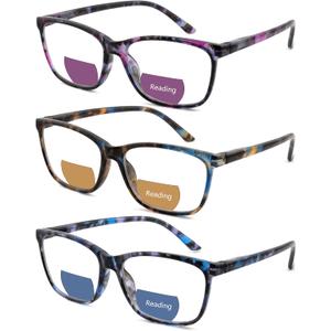Bifocal Reading Glasses Women Clear Top Eyeglasses,Pattern Print Stylish Ladies Readers Spring Hinge