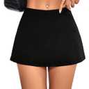 MakeMeChic Women's Mini Skirt with Shorts Aline Micro Skort Y2K Short Skirt (Petite Black,Size S)