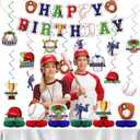 2 x 44 Pcs Baseball Party Decorations Happy Birthday Banner Sports Theme Hanging Swirls and Honeycomb Centerpieces Baseball Birthday and Gameday Celebration Decors for Kids Boys Baby Shower Party Supplies