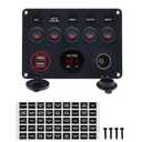 5 Gang Marine Toggle Switches Waterproof Rocker Switch Panel for Boat with 4.2A Dual USB Charger Cigarette Lighter Socket Digital Voltmeter for RV Car Vehicles Truck (Red)
