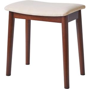 IBUYKE Saddle Cushion Vanity Stool Chair, Foot Rest Stool with Solid Wood Legs, Modern Vanity Bench Ottoman for Piano, Upholstered Seat for Bedroom, Entryway, Walnut Legs&Off White WBD007HM (Brown+Light Linen)