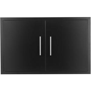 JIE JIN Outdoor Kitchen Doors 35" W X 24" H Double Doors 1.2mm Thickness Stainless Steel BBQ Access Door BBQ Island Doors Outdoor Kitchen Accessories Door for Outdoor Kitchen BBQ Island (Black)