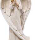 Hodao Praying Angel Figurine Resin Guardian Angel Statue for Home Decor, Elegant White Blessing Sculpture for Shelf Table Mantel, Keepsake Gift for Mom, Women and Family