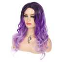 Long Curly Wavy Ombre Purple Wigs for Women Synthetic Natural Middle Part Daily Party Halloween Cosplay Wig with Wig Cap 21"