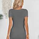VICHYIE Womens Summer Dresses Cutout One Piece Ribbed Bodycon Mini Short Sleeve Casual Slim Fitted Pencil Dresses (Gray, L)