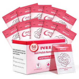 2 x NXJ INFILILA Nail Polish Remover Pads Big Size 50 PCS Fingernail Polish Remover, Quick Nail Polish Remover Wipes, Portable Travel Kit to Clear Nail Polish for Home Professional Salon Supplies