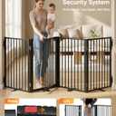 Full Metal Free Standing Dog Gate with Door for Indoor & Outdoor,80'' Extra Wide 32'' Tall Dog Gate for The Doorways,Large Openings,Decks,Porch,Pet Freestanding Safety Fence(4 Panels,Black)