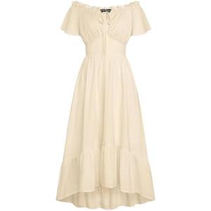 Scarlet Darkness Renaissance Dress for Women Off Shoulder Flowy Western Dresses Size Medium