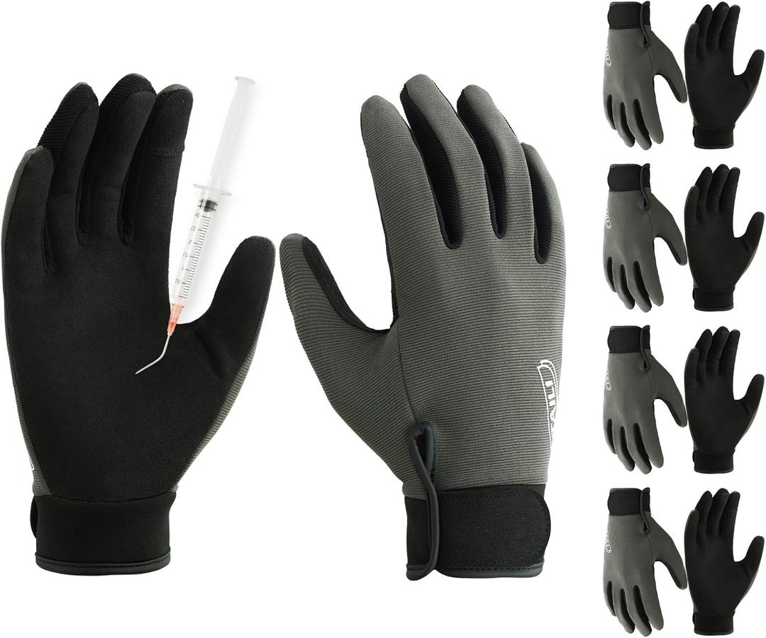 TAILI 4 Pairs Level 2 Needlestick, Level 5 Puncture Resistant Work Gloves, Feather-Light Comfort, Grip Enhanced A2 Cut Resistant Safety Gloves for Gardening, Breathable and Touchscreen Compatible, S