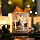 WDHODEC Christmas Candle Holders for Tealight, Votive, LED Candles Silver Gold Glass Candle Holders for Home Decorations Coffee, Office Dcor 4PCS