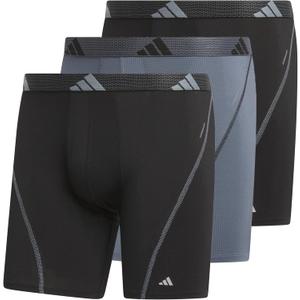 adidas Men's Performance Athletic Mesh Boxer Brief Underwear 3-Pack, Moisture Wicking, Sport Comfort (Medium, Black/Onix Grey/Black)