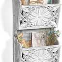 2-Slot Mail Organizer Wall Mount with 4 Hooks, Rustic Key and Mail Holder for Home Decorative, Wooden Key Hangers Wall File Organizer Letter Sorter for Letter Magazines (Larger)