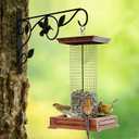 Elegant Bird Pattern Wall Hooks - Metal Plant Hangers for Indoor & Outdoor - Rust-Resistant Bracket for Plants, Feeders, Chimes, Lanterns (Black, 2 Pack - 14 inch)