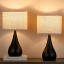 18.1'' Small Modern Touch Lamps for Nightstand Set of 2 with 3 Way Dimmable, Table Lamps for Living Room, Office, Bedside Lamps with Heavy Iron Base, Touch Switch, Bulb Included, Black