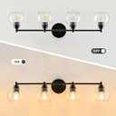 VONLUCE Bathroom Light Fixtures, 4-Light Bathroom Vanity Light with Globe Glass Shades E26 Sockets, Vanity Lights Over Mirror for Bedroom Hallway Living Room, Black Finish