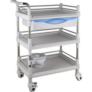 Rolling Utility Cart,Qiwey Medical Utility Cart with Big Drawer,3-Tier Esthetician Cart with Wheels Steel Plastic for Beauty Salon SPA Commercial Hospital Office Lab Cart White (3-Tier-Drawers Medium)