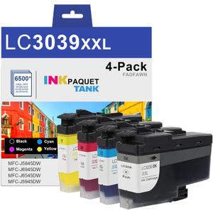 LC3039 BK/C/M/Y Ink Cartridge Ultra High-Yield (LC3039BK LC3039C LC3039M LC3039Y, 4-Pack) - LC3039XXL Ink Cartridges Replacement for Brother MFC-J5845DW MFC-J6945DW MFC-J6545DW MFC-J5945DW Printer