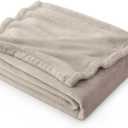 Bedsure Fleece Blankets Twin Size Oxford Tan - 300GSM Lightweight Plush Fuzzy Cozy Soft Blanket for Bed, Sofa, Couch, Travel, Camping, 60x80 inches