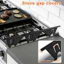 Stove Gap Covers Stainless Steel Black, 2 Pack Retractable Stove Gap Filler 13.8"-27.5", Heat Resistant Oven Side Gap Guards for Stove, Range & Countertop, Easy Clean Range Trim Kit, Fits 1-18mm Gaps