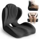 Ergonomic Seat Cushion, Office Chair Seat Cushions with L-Shaped Design, Memory Foam Orthopedic Cushion with Coccyx Hollow, Lumbar Support & Tailbone Pain Relief for Car, Truck, Gaming Chair (Black)