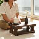 Japanese Folding Floor Table,Natural Brown Coffee Table,Wood Small Low Meditation End Table, Tatami Table for Bed,Living Dining Room, 20" x 11.8" x 8"