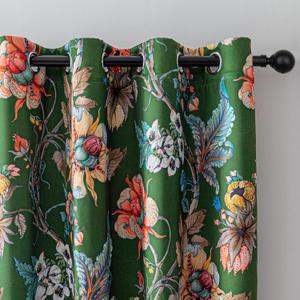 MYSKY HOME Green Floral Blackout Curtains 84 Inch Length 2 Panels Set Black Out Thermal Insulated Energy Efficient Grommet Cottagecore Flower Patterned Vintage Botanical Drapes for Living Room, 52" W