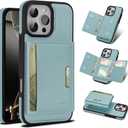 for iPhone 13 pro Wallet Case, 2-in-1 Detachable Phone Case, Card Holder RFID Blocking, Fashionable Faux Leather Card Slot & Folding Design (Blue 6.1'')