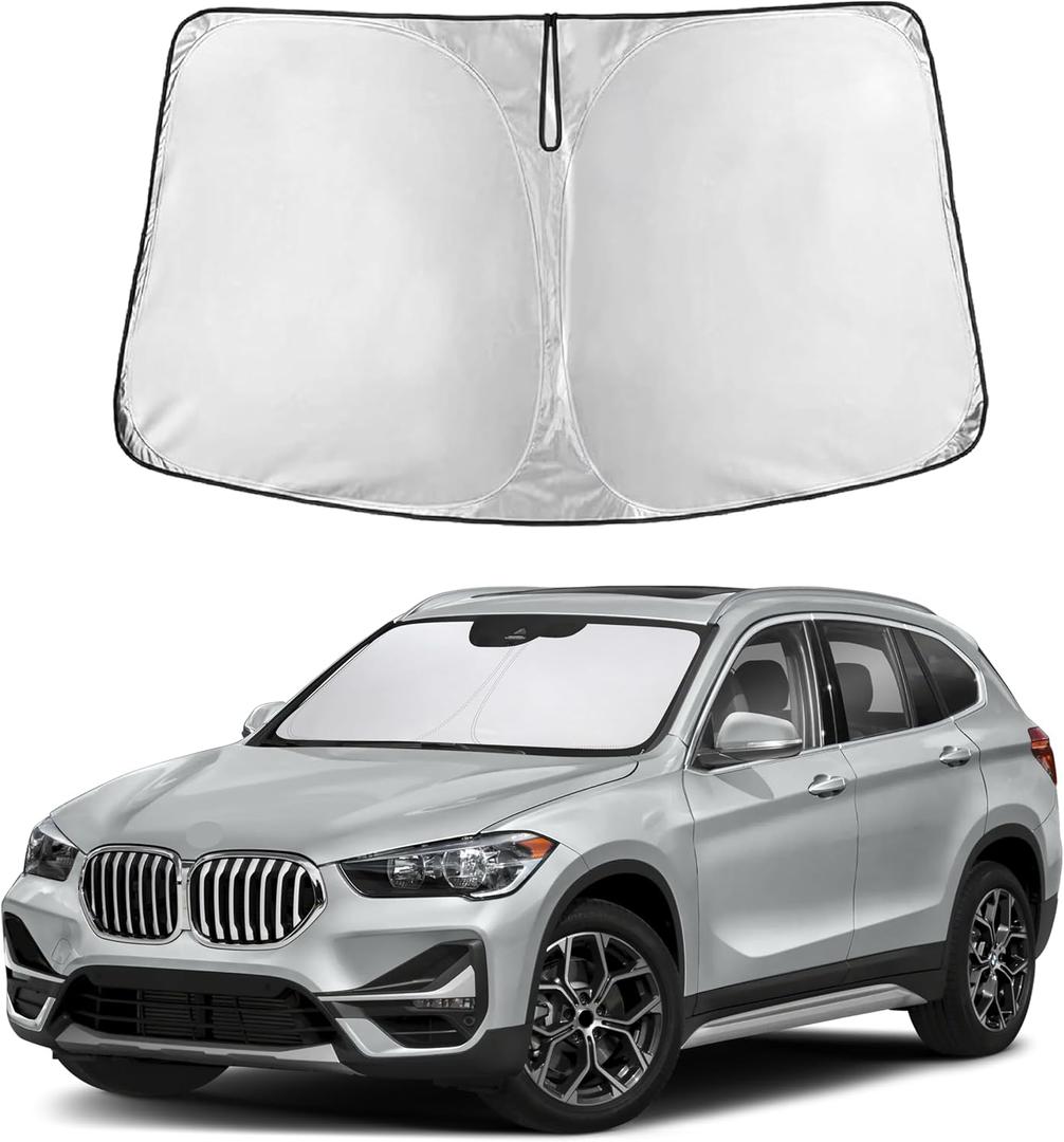 EcoNour Windshield Sun Shade Compatible for BMW X1 20162022 | Compact SUV Front Window Sunshade | Foldable Sun Visor Cover | Blocks UV Rays & Reduces Heat