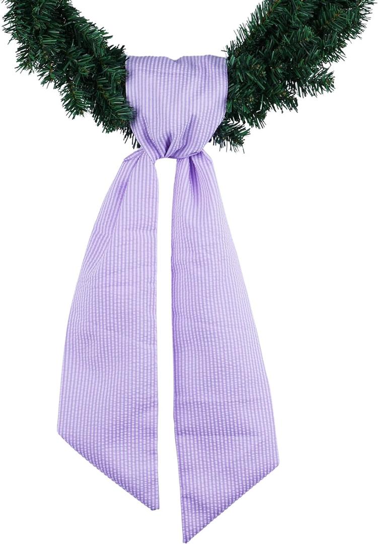 Purple Striped Wreath Sash for Front Door Wreath, 5.12" Wide x 54.33" Spring Easter Summer Holiday Door Ribbon Decorations Wedding