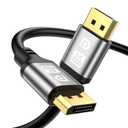 DisplayPort Cable 6.6FT, DP 2.1 Cable, 32.4Gbps High Speed, DP to DP Support 8K@60Hz 4K@144Hz, Gold-Plated Connector, DisplayPort Cord for Monitor, PC, Laptop, Gaming setups