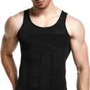 GKVK Mens Slimming Body Shaper Vest Shirt Abs Abdomen Slim (Medium, Black)