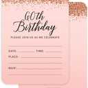Andaz Press Blush Pink And Rose Gold Glitter Elegant Party, 5X7-Inch Invitations With Envelopes, 60th Birthday, 24-Pack, Double Sided Printing, Birthday Invitations For Women 60th Birthday Invitations